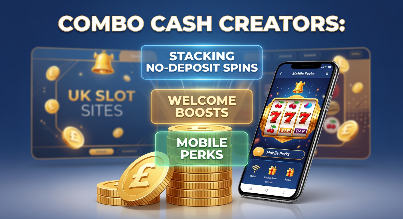Vibrant slot reels spinning with overlaid icons of free spin symbols, bonus multipliers, and mobile phone notifications highlighting stacked rewards at a UK online casino interface