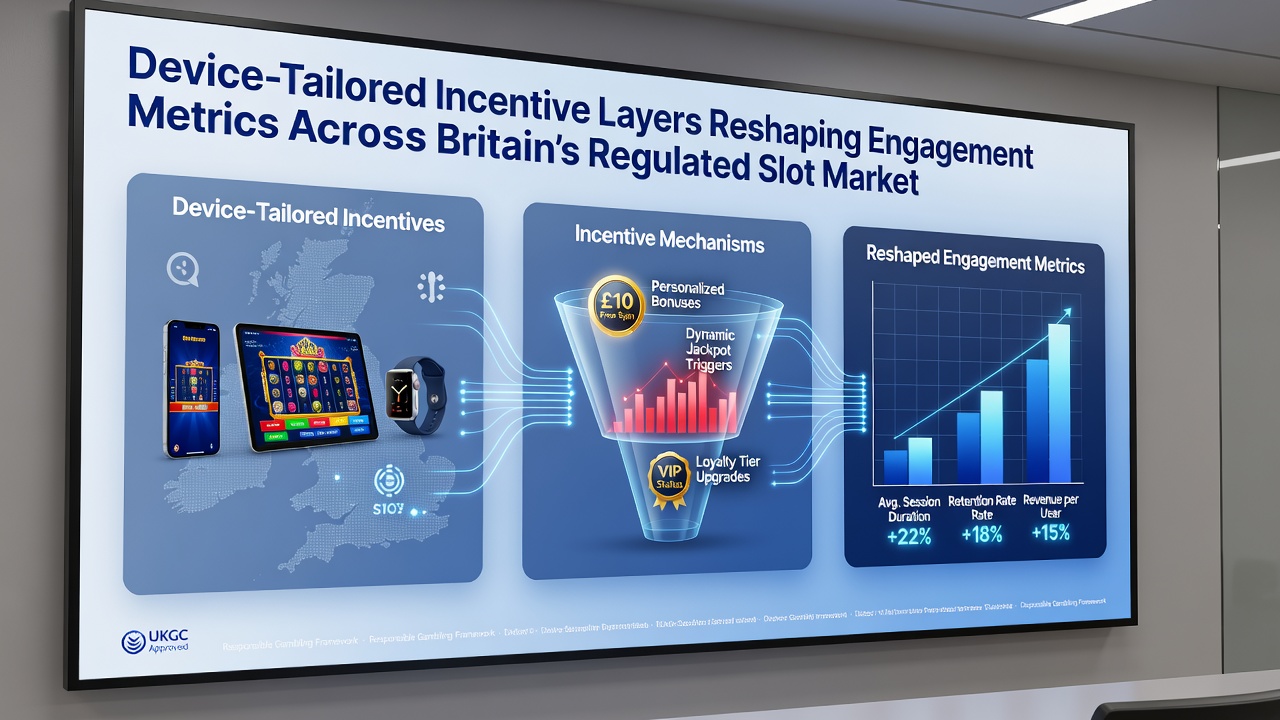 Graph and interface examples showing engagement metric changes after device-tailored incentives rollout in British slot markets