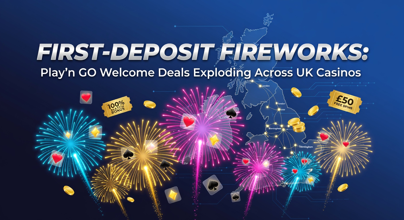 Vibrant fireworks display over a casino skyline, symbolizing explosive first-deposit bonuses from Play'n GO in UK online casinos