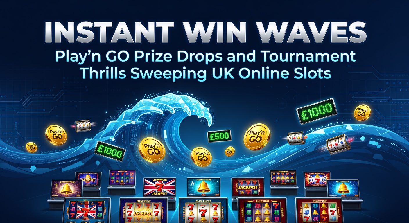 Vibrant Play'n GO slot screen showing a prize drop notification amid spinning reels and glowing jackpot waves