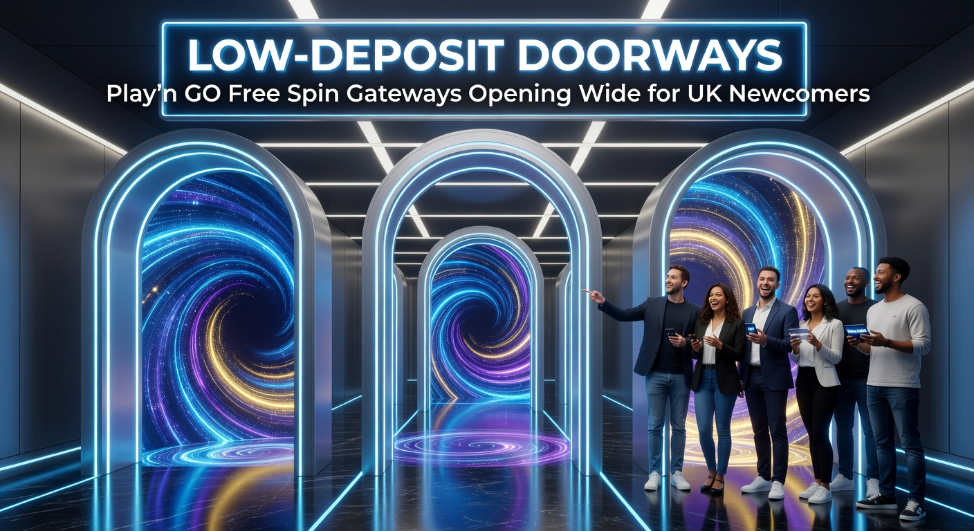Vibrant slot reels spinning with low deposit icons and Play'n GO branding, symbolizing accessible entry points for new players