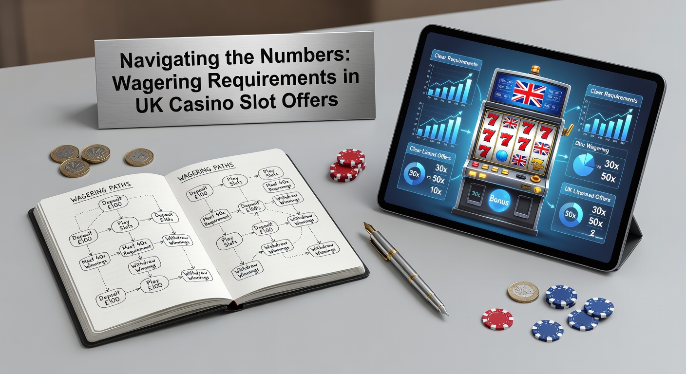 Casino slot machine displaying bonus offer details with wagering requirement highlighted on screen