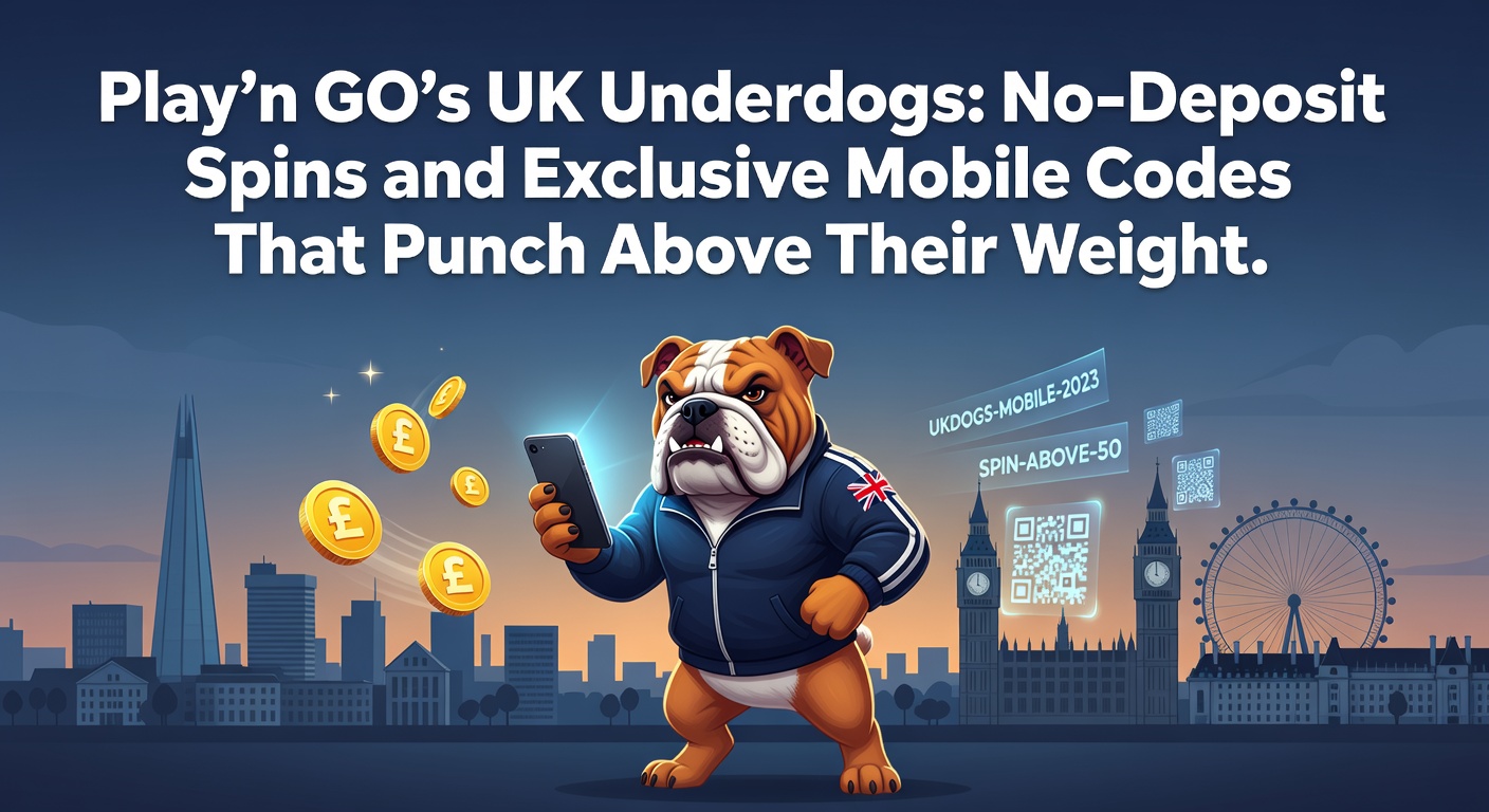 Vibrant screenshot of Play'n GO slots on a mobile screen highlighting no-deposit spin promotions at UK underdog casinos