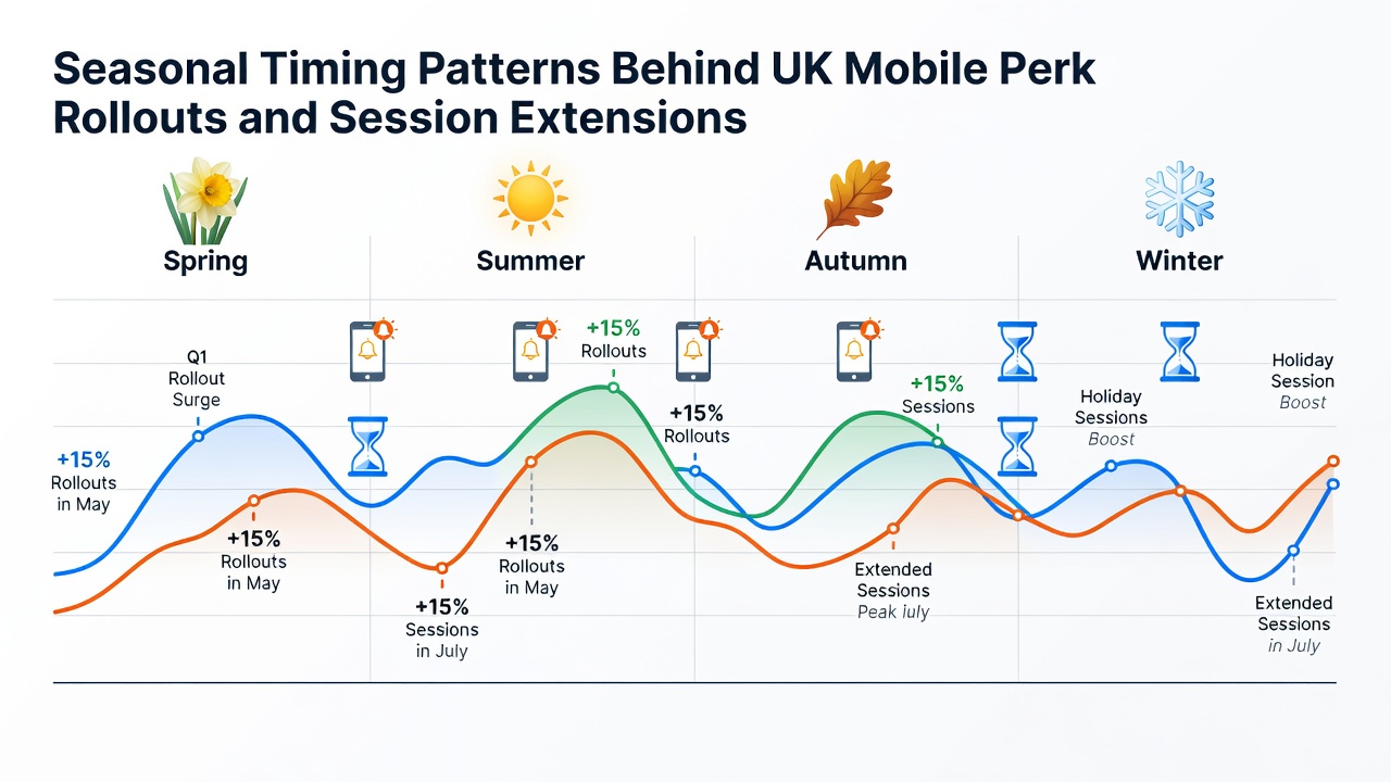 Graph illustrating UK mobile session extension trends during holiday seasons and corresponding perk activation rates