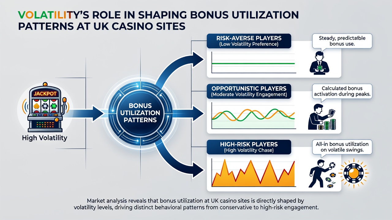 Chart comparing player behavior on high and low volatility slots with UK casino bonuses